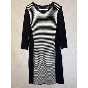 J. McLaughlin Womens Darla Ottoman Med Striped Sweater Knit Dress‎ Black Luxury